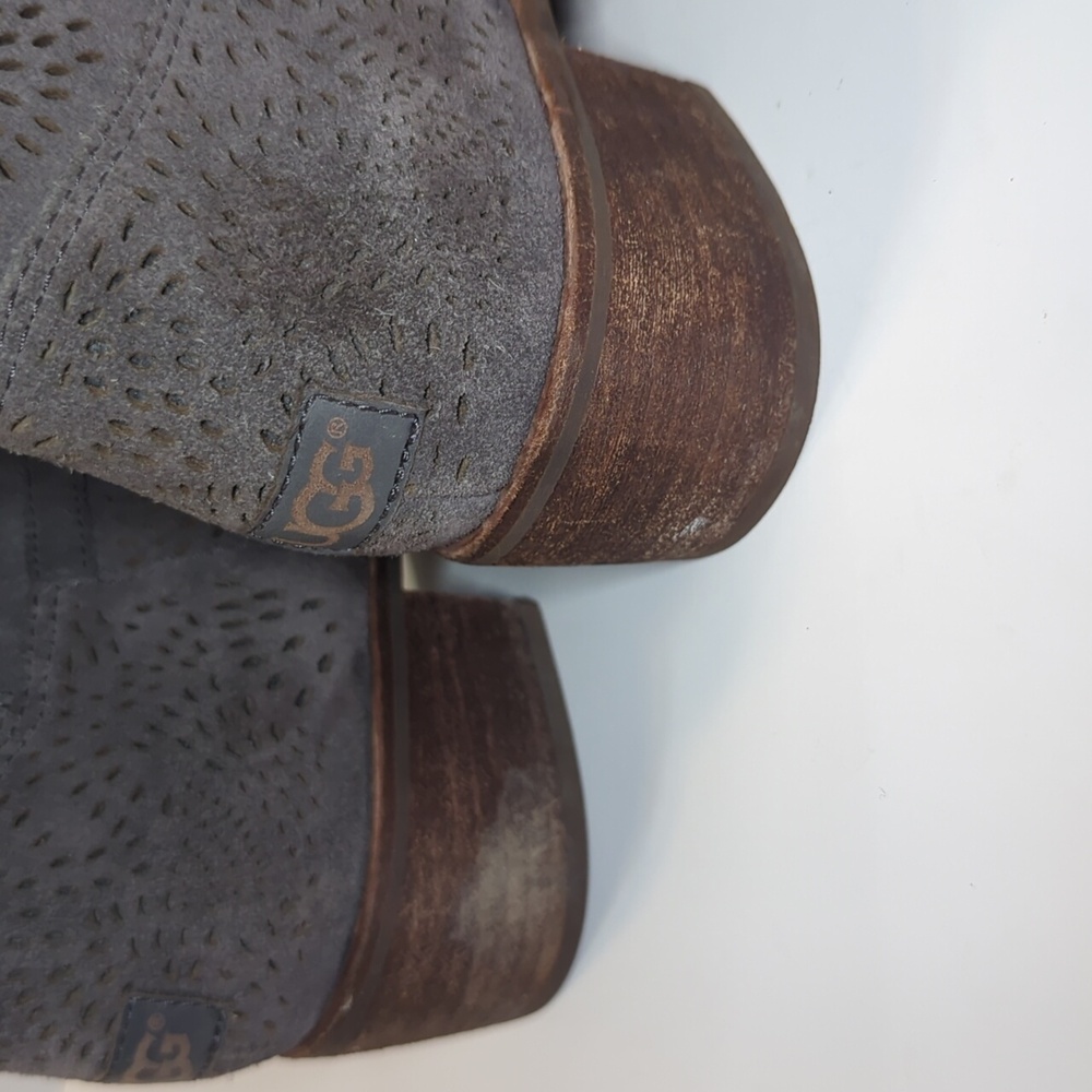 UGG Side Zip Gray Suede Boots Size 8 - Picture 16 of 16